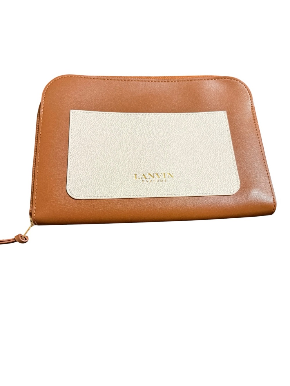 Lanvin Parfums x Turkish Airlines Travel Cosmetic Case / Zip Pouch Tan & Ivory